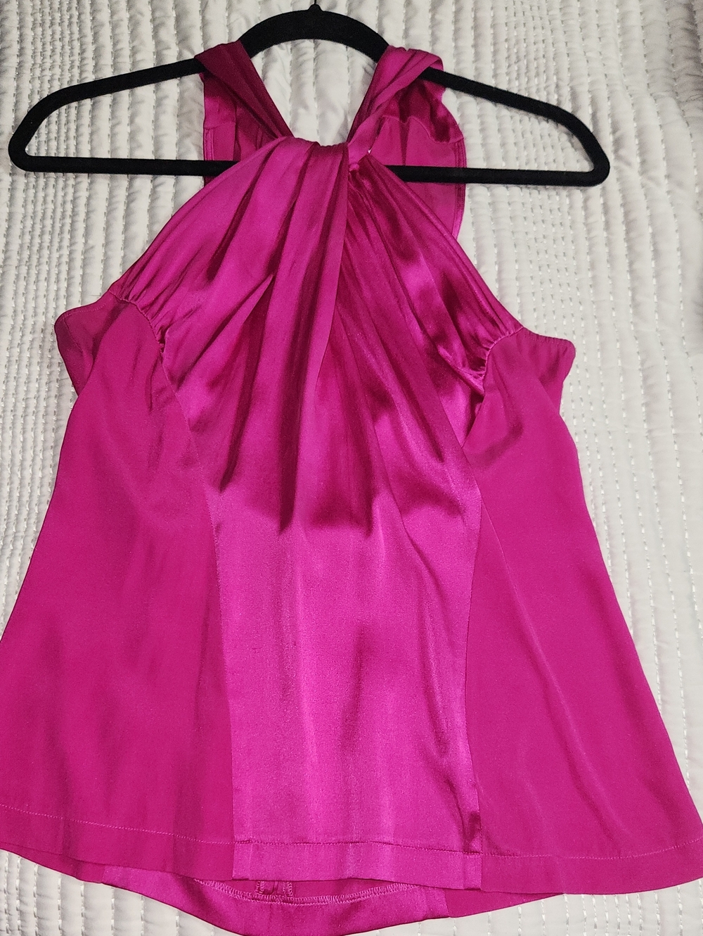 Cache Fuchsia Halter-Style Satin Camisole